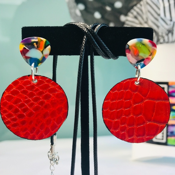 2-PIECE SET Orange REVERSIBLE Handmade Leather - Picture 2 of 7